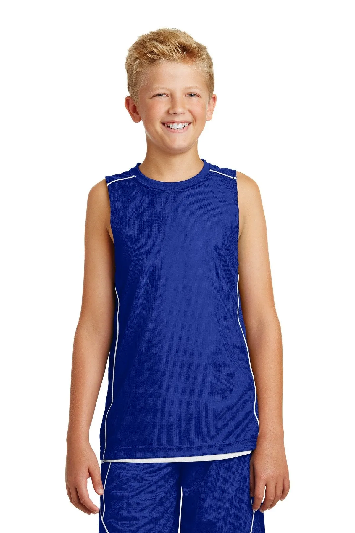 Sport-Tek Youth PosiCharge Mesh Reversible Sleeveless Tee. YT555