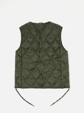 Taion by F/CE. Packable Down Vest in Olive Nylon Ripstop/Duck Down