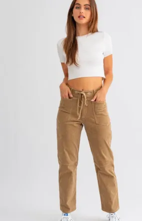 Tan High Waist Twill Pants