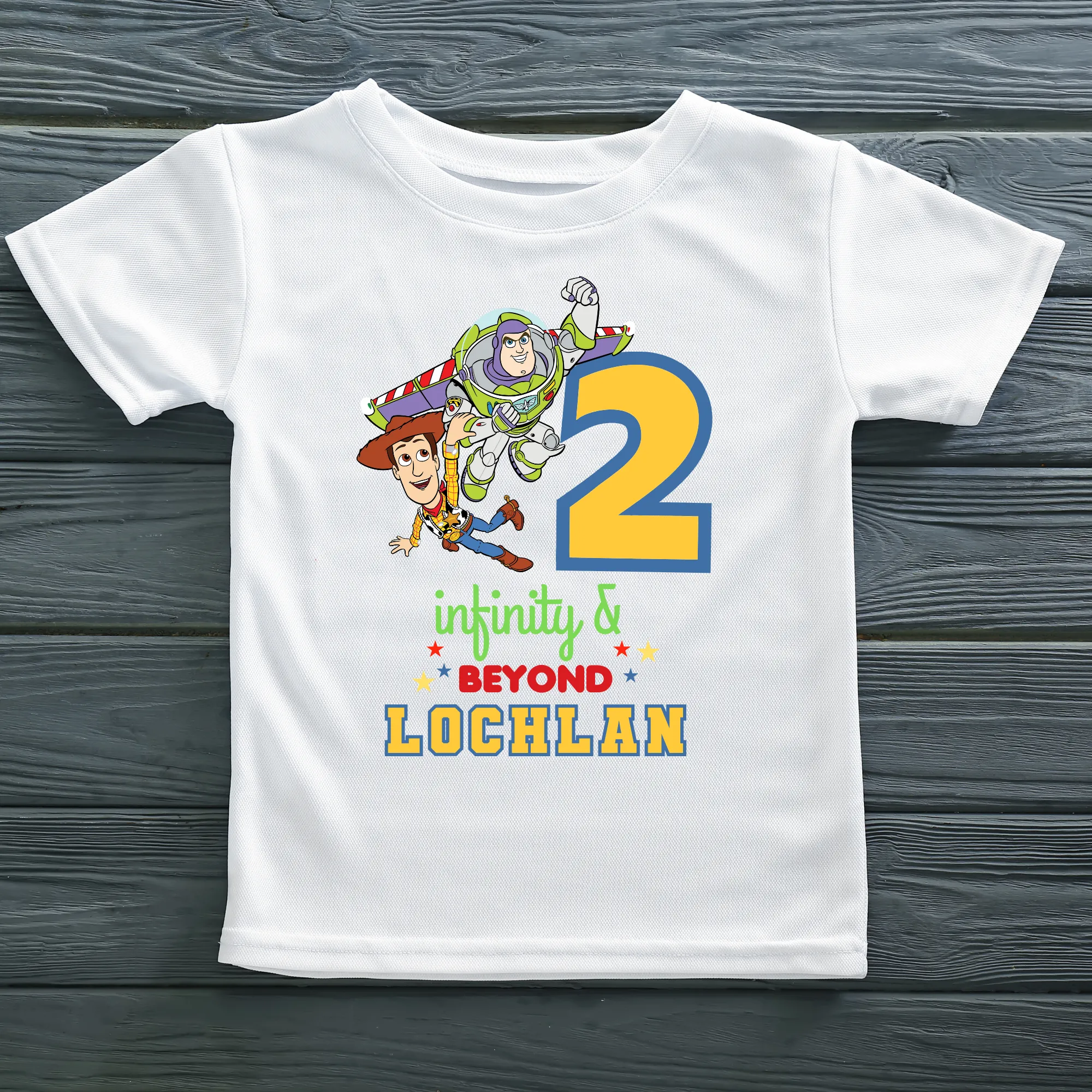 Toy Story's Buzz and Woody 2nd Birthday T-shirt, Boys' Personalised T-Shirt