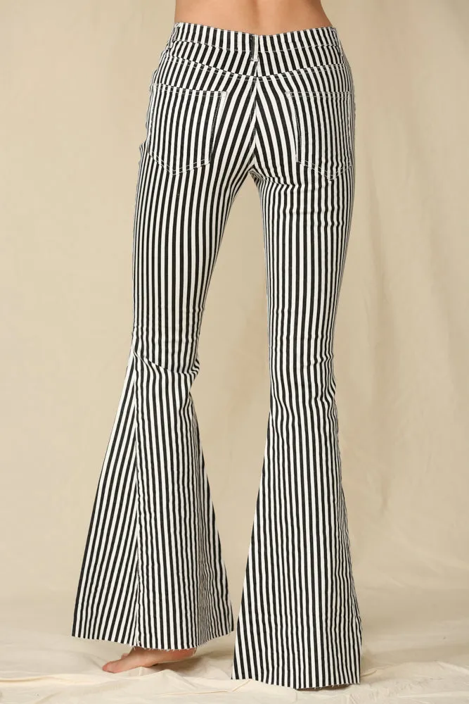 Vertical Striped bell bottom jeans pants