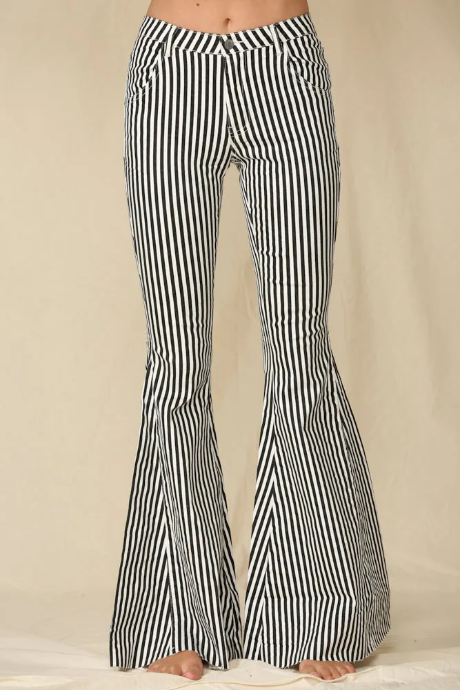 Vertical Striped bell bottom jeans pants