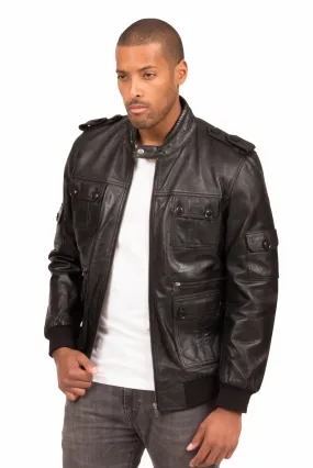 VIPER LAMBSKIN LEATHER JACKET IN BLACK