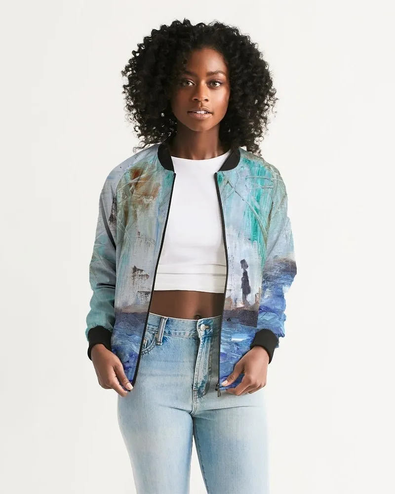 Walking at the Beach Women's Light Bomber Jacket