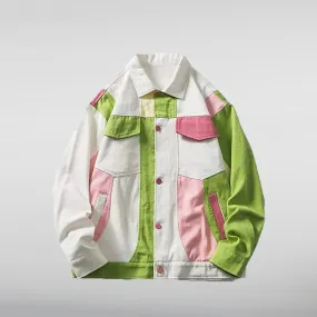 Weirdcore Colorblock Multi Colored Jean Jacket