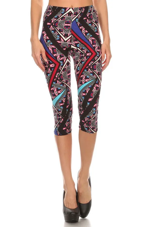 Women geometric capri leggings