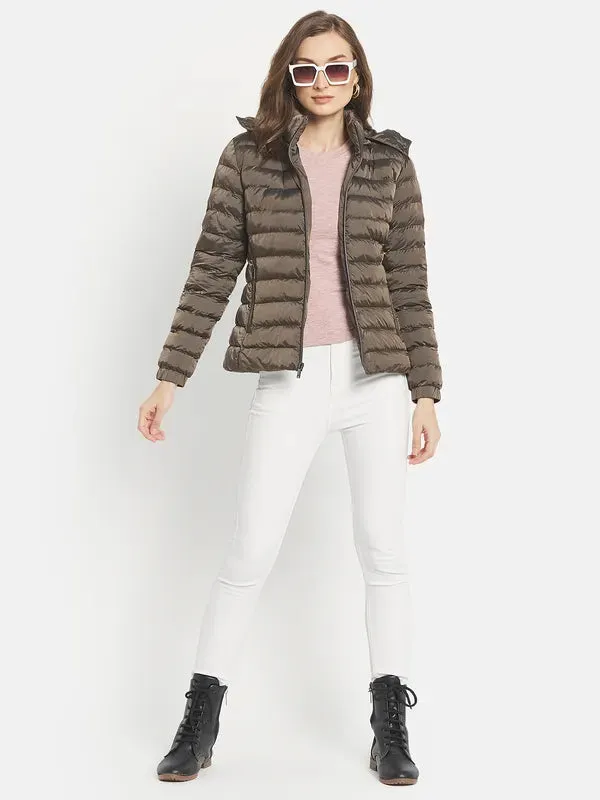 Women Puffer Jacket With Patchwork