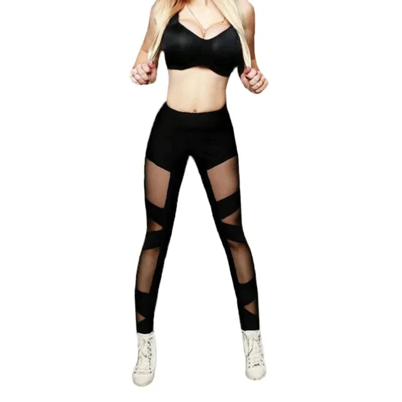 Women Quick Dry Casual Fitness Leggings Fashion High Waist Mesh Women Leggings Breathable Fitness Push Up Sport Leggings