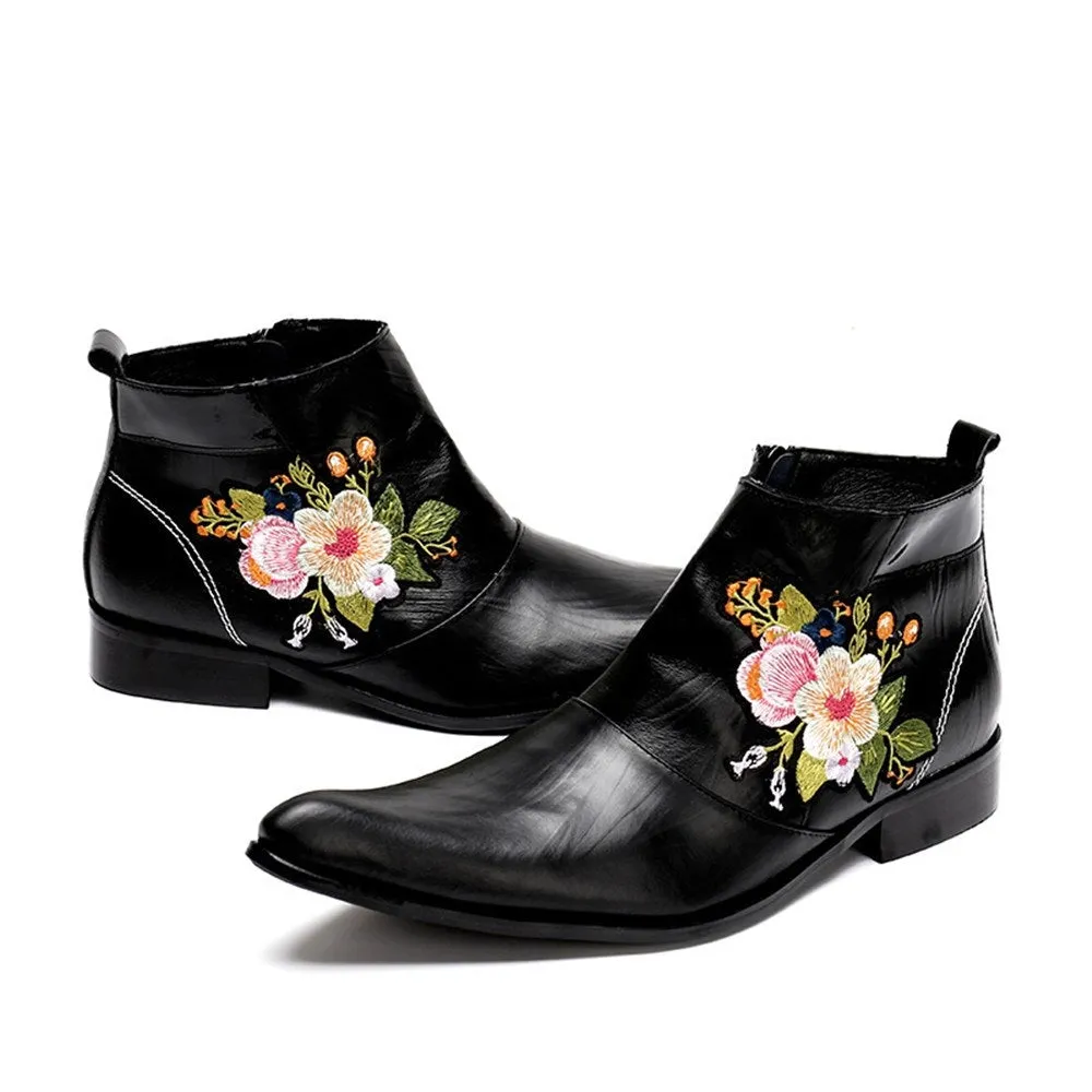 Zip High Top Boots with Decoration