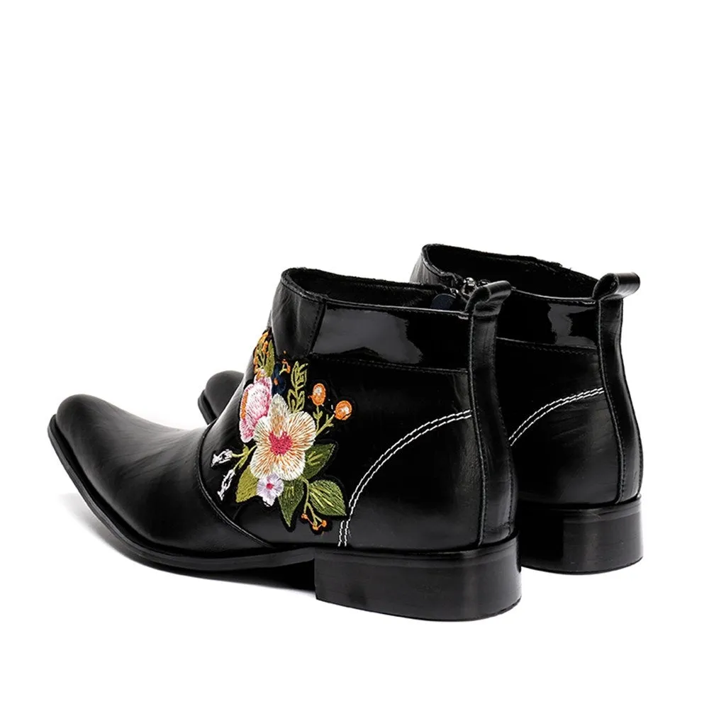 Zip High Top Boots with Decoration